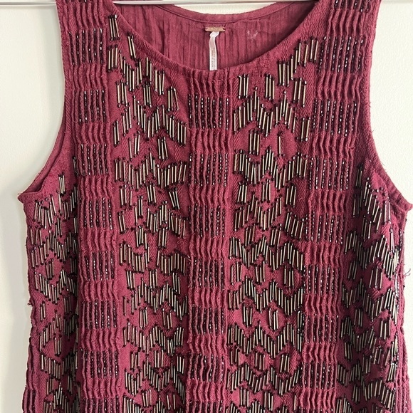 Free People Showroom Geo Drop Waist Beaded Boho Dress - Picture 3 of 12